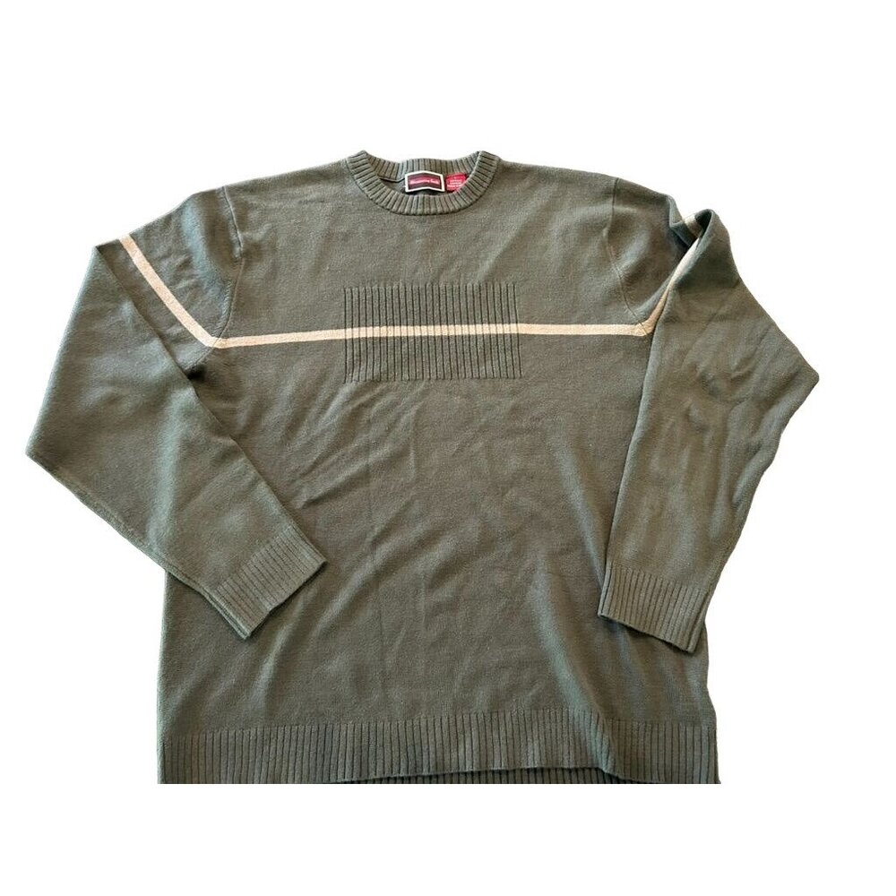 Whispering Smith Men's Green Sweater L Cotton & Polyester Knit Crew Neck